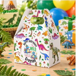 Two Wild Dino Party Boy Dinosaur 2nd Birthday  Favour Box