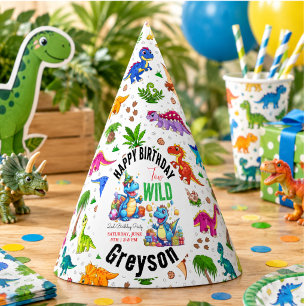 Two Wild Dino Party Boy Dinosaur 2nd Birthday Hat