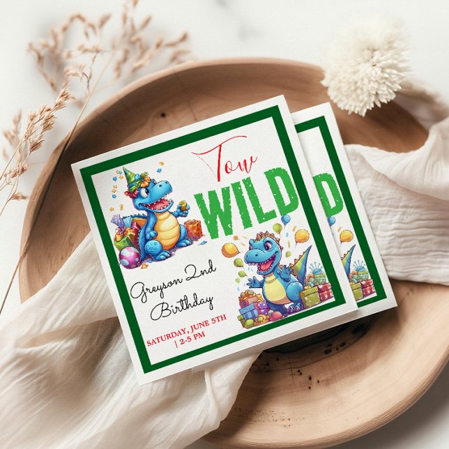 Two Wild Dino Party Boy Dinosaur 2nd Birthday  Napkin (Creator Uploaded)