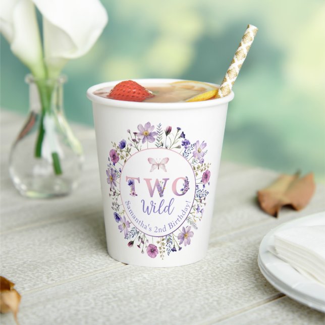 Two Wild Floral 2nd Birthday Party Cups (Insitu)