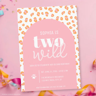 Two Wild Girl 2nd Birthday Invitation