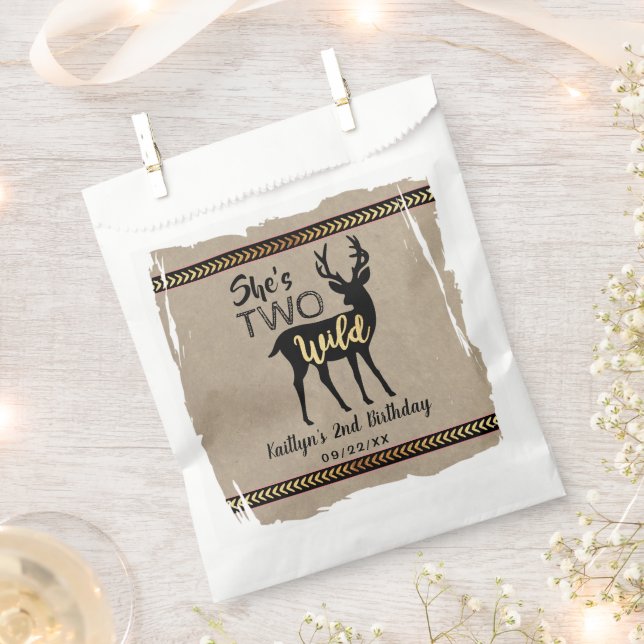 Two Wild Girls Woodland Deer 2nd Birthday Favour Bags (Clipped)
