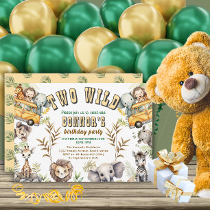 Two Wild jungle animal birthday party Invitation