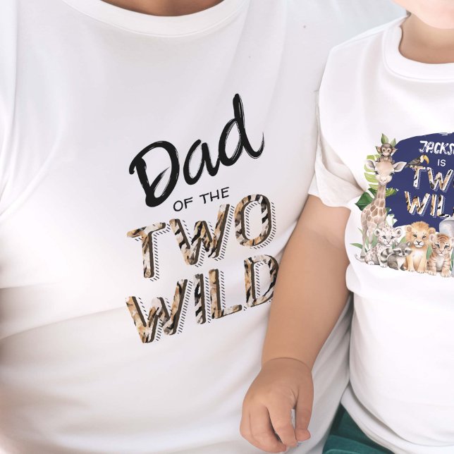 Two Wild, Jungle Safari 2nd birthday dad's  T-Shirt (Dad of the two wild t-shirt)