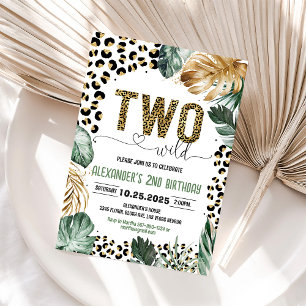Two Wild Leopard Print 2nd Birthday Invitation