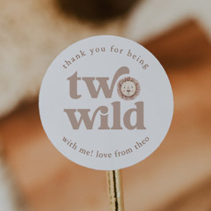 Two Wild Lion Birthday Thank You Classic Round Sticker