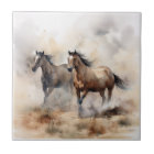 “Two Wild Mustangs ” Dusty Western Watercolour