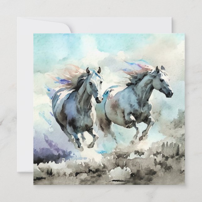 Two Wild Mustangs Race Against the Wind  (Front)