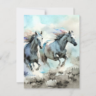 Two Wild Mustangs Race Against the Wind  Postcard