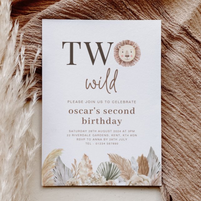 Two Wild Neutral Leaves Birthday Invitation (Creator Uploaded)