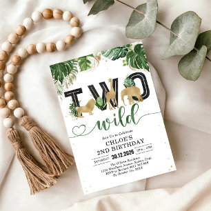 Two Wild Party Animals 2nd Birthday Invitation