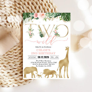 Two Wild Party Animals 2nd Birthday Invitation