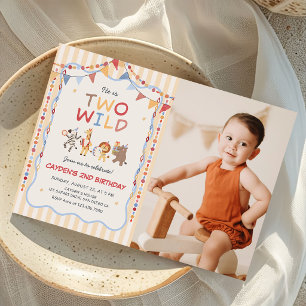 Two Wild Party Animals Safari Boy Birthday Photo Invitation