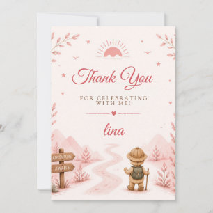 Two Wild Pink Boho Birthday Thank You Card