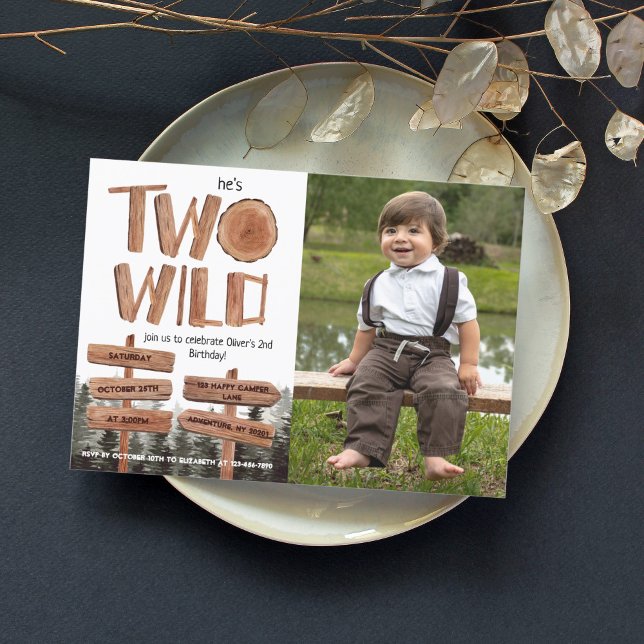 Two Wild Rustic Woodland Photo Invitation (Creator Uploaded)