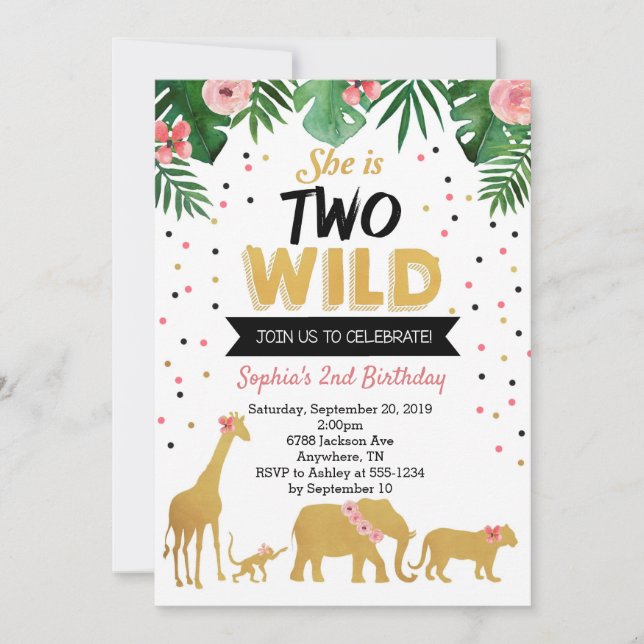 Two Wild Safari 2nd Birthday Invitation (Front)