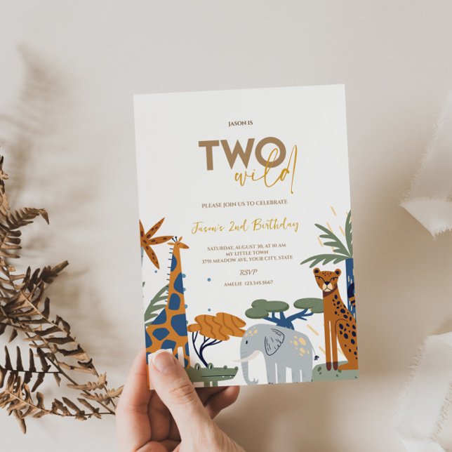 TWO Wild Safari 2nd Birthday Invitation (Creator Uploaded)