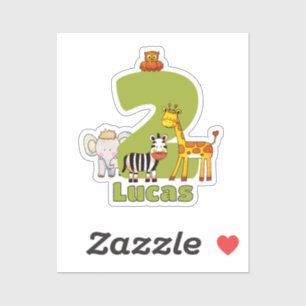 Two Wild Safari Animals 2nd Birthday Custom Name