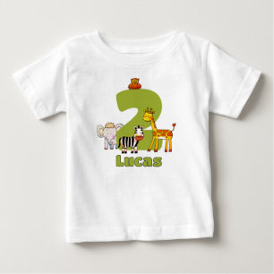 Two Wild Safari Animals 2nd Birthday Custom Name Baby T-Shirt