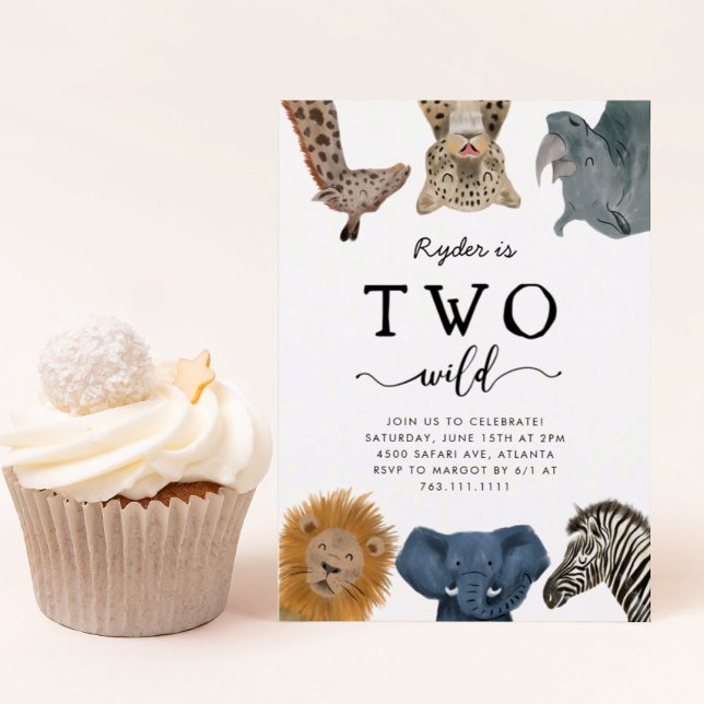 Two Wild Safari Animals 2nd Birthday Invitation (Creator Uploaded)