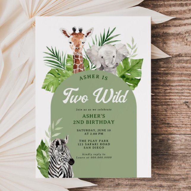 Two Wild Safari Animals 2nd Birthday Invitation (Creator Uploaded)