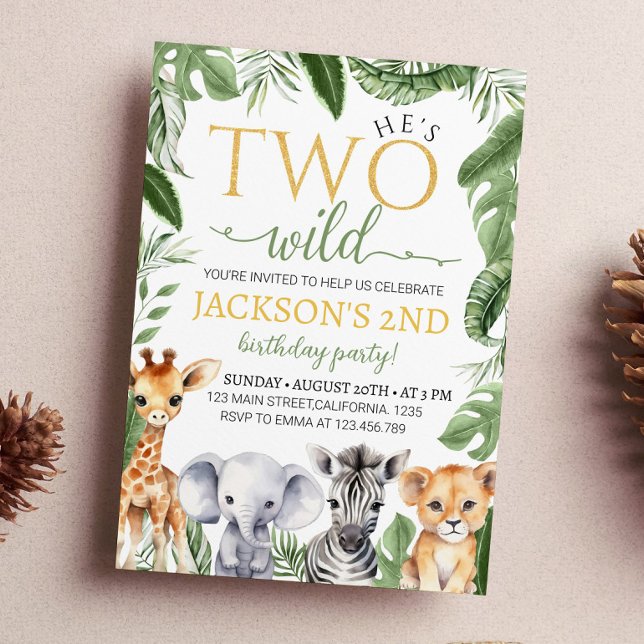 Two Wild Safari Animals Birthday Invitation (Creator Uploaded)