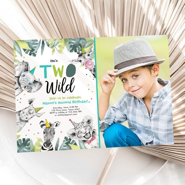 Two Wild Safari Animals Boy Birthday Invitation (Creator Uploaded)