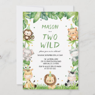 Two Wild Safari Animals Jungle Kids Birthday Invitation