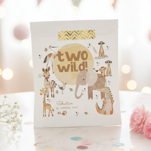 Two wild safari animals kids birthday  favour bags