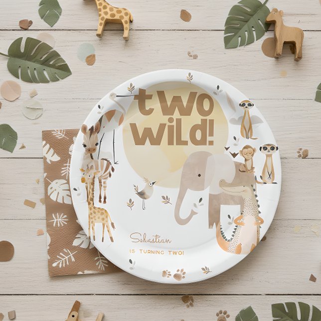 Two wild safari animals kids birthday  paper plate (Creator Uploaded)