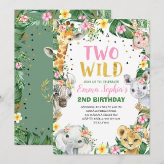 Two Wild Safari Birthday Invitation