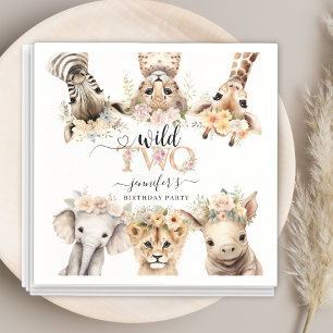 Two Wild Safari Jungle Girl 2nd Birthday Napkins