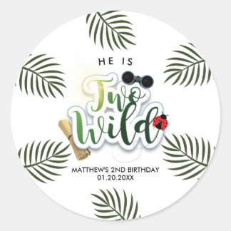 Two Wild Safari Jungle Tropical Baby Shower Classic Round Sticker
