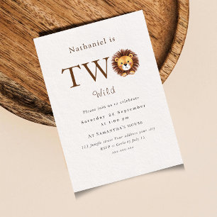 Two wild Safari lion birthday Invitation