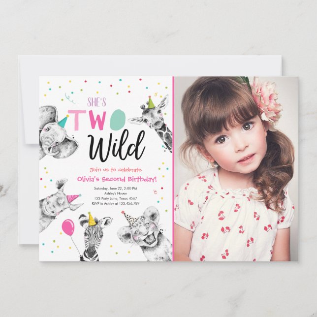 Two Wild Safari Party Animals Second Birthday Invi Invitation (Front)