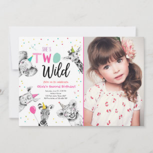 Two Wild Safari Party Animals Second Birthday Invi Invitation