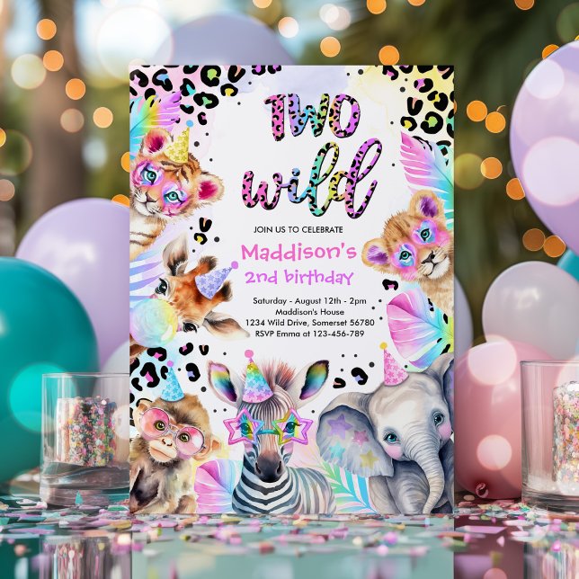 Two Wild Safari Pink Girl Leopard Birthday Party Invitation (Creator Uploaded)