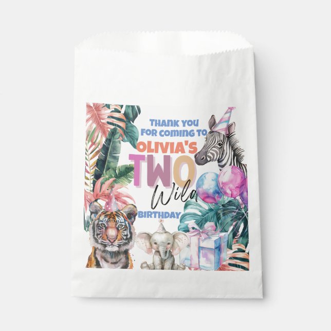 Two Wild Safari second Party Animal thank you Favour Bags (Front)