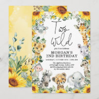 Two Wild Sunflower Safari Animals 2nd Birthday