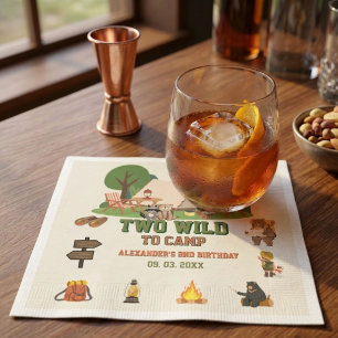 Two Wild to camp safari Woodland 2nd birthday Napkin