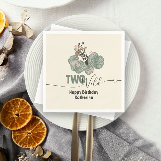 Two Wild Tropical Giraffe Animal Birthday Party  Napkin (Creator Uploaded)