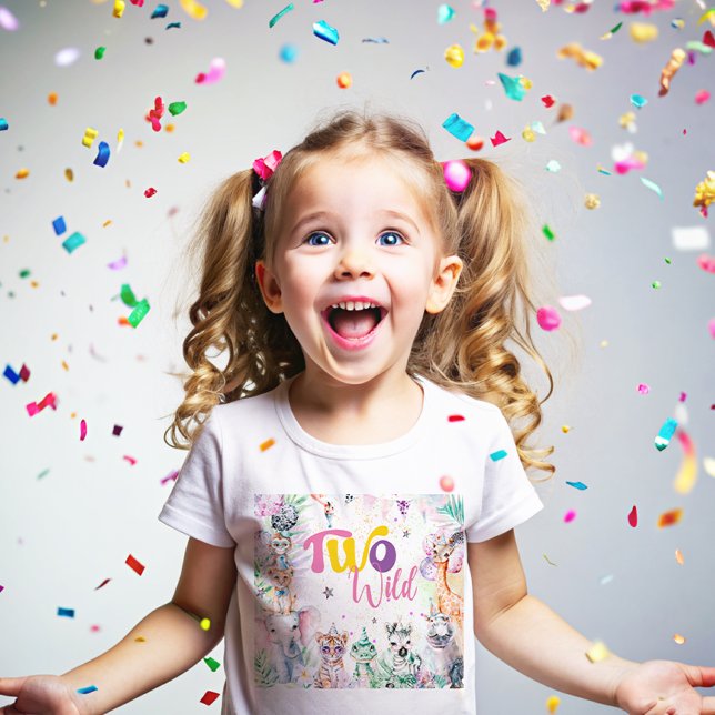 Two Wild Tropical Safari Animals Second Birthday Baby T-Shirt (Creator Uploaded)