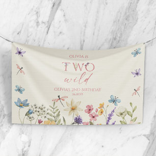 Two Wild Wildflower Wild Flower 2nd Birthday Party Banner