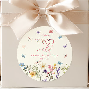 Two Wild Wildflower Wild Flower 2nd Birthday Party Classic Round Sticker
