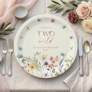 Two Wild Wildflower Wild Flower 2nd Birthday Party Paper Plate