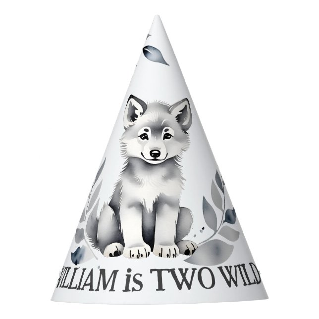 Two Wild wolf themed birthday party printed Hat (Front)