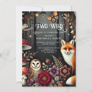 Two Wild Woodland Animals 2nd Birthday Invitation