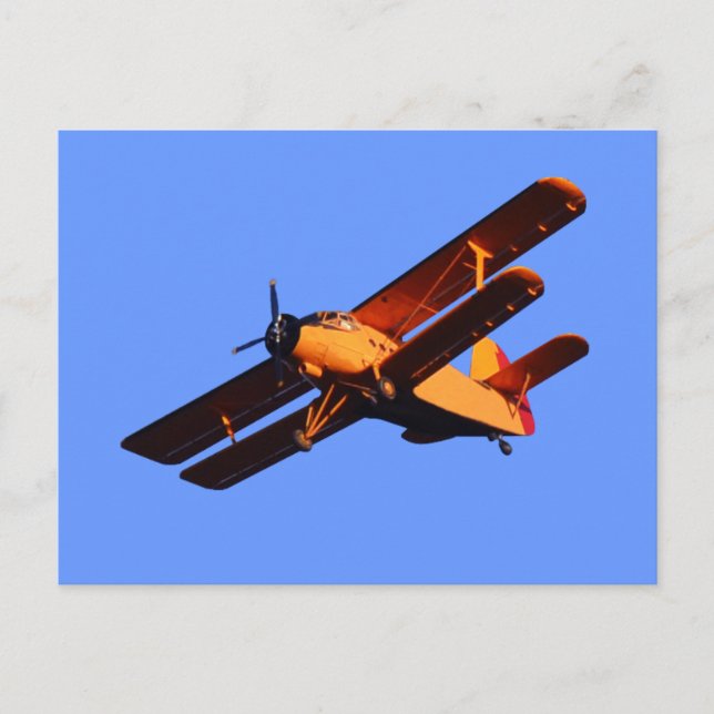 Two Wings Aeroplane, Old Plane Flying Postcard (Front)