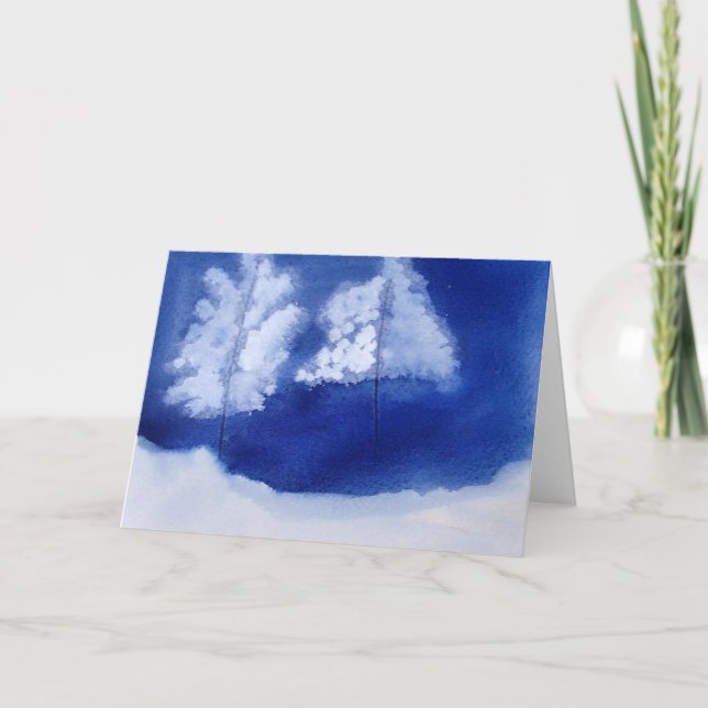 two winter trees Christmas greeting card (Front)