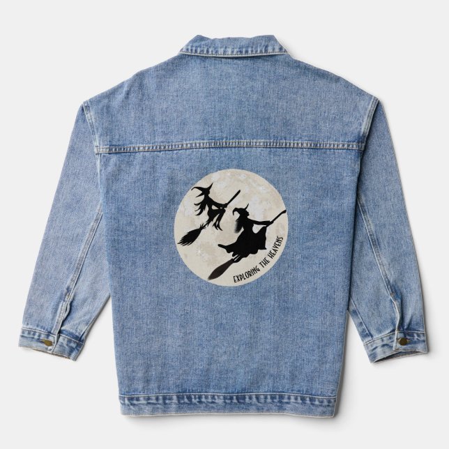 two witches exploring the heavens denim jacket (Back)